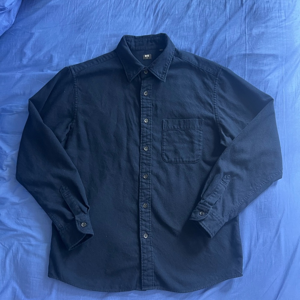Uniqlo Men's Navy Blue Flannel Shirt